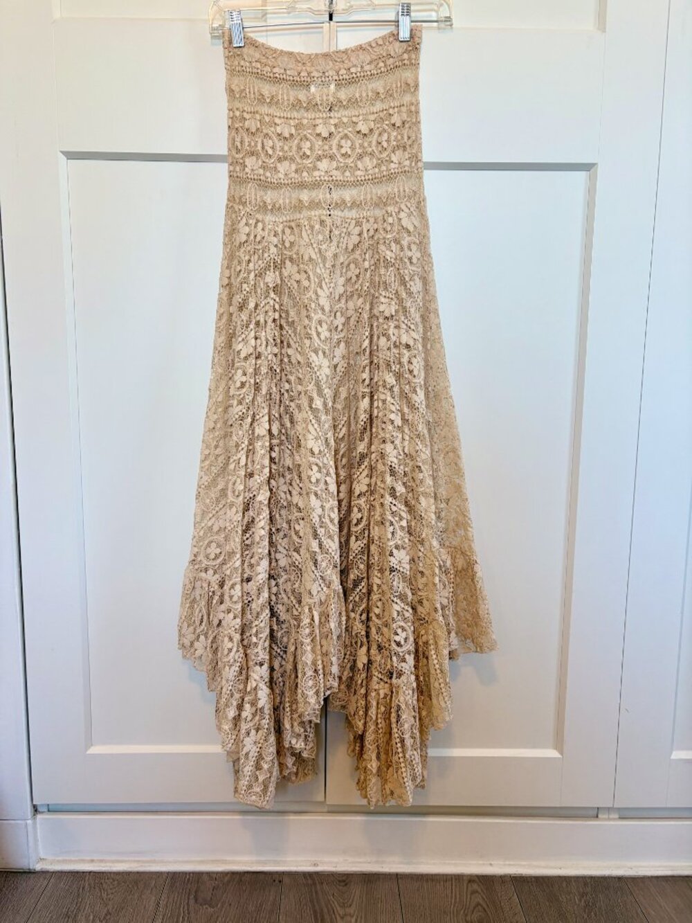 Long Bohemian Strapless Lace Dress from Free People, XS, Cream - Picture 3 of 7